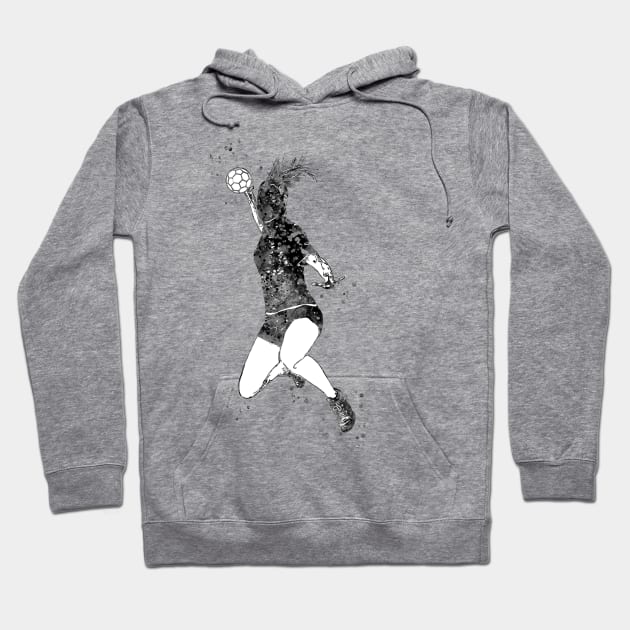 Handball Player Girl Hits The Ball Hoodie by RosaliArt